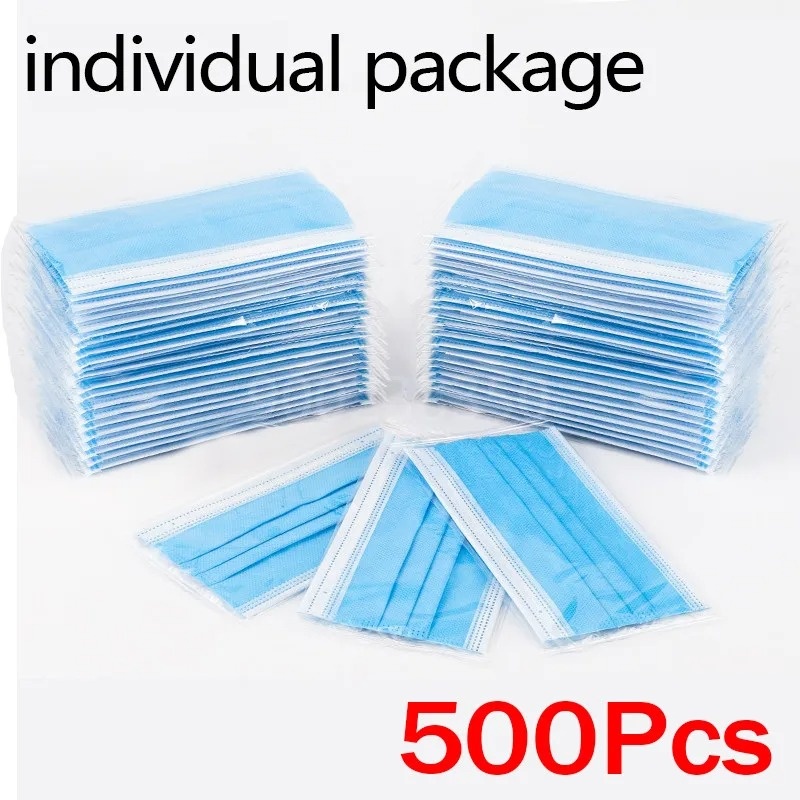 50-500pcs Masker Dewasa Sekali - Disposable Mask Blue ulasan dan harga